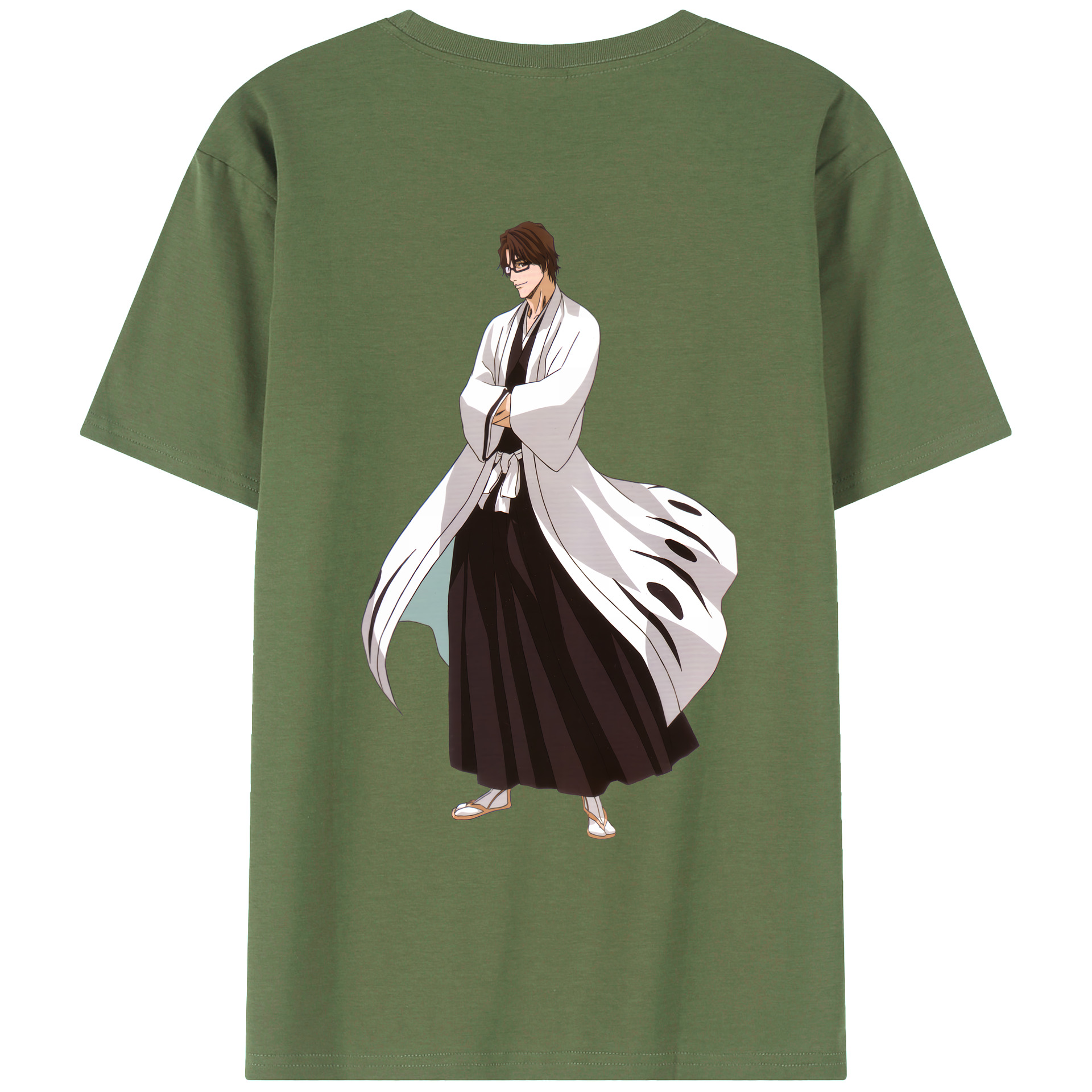（画像用） ブリーチ 藍染 惣右介（あいぜん そうすけ） BLEACH Aizen Sousuke 綿100％ メンズ半袖Tシャツ（バックプリント） 通気性